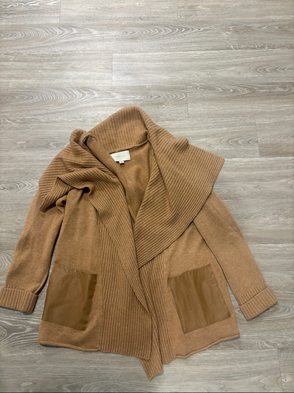 Brochu Walker Camel Shawl-Collar Knit Cardigan
